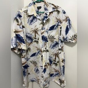 St. John's Bay Men's Leaf Print Shirt - Blue and Brown